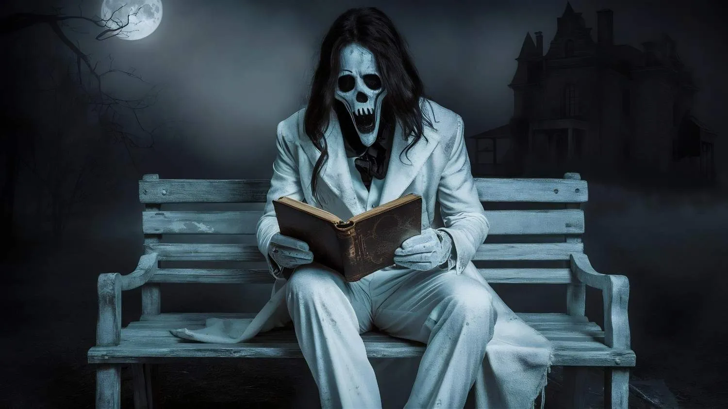 human-ghost-suit-sitting-bench-reading-book Canadian ghostwriters