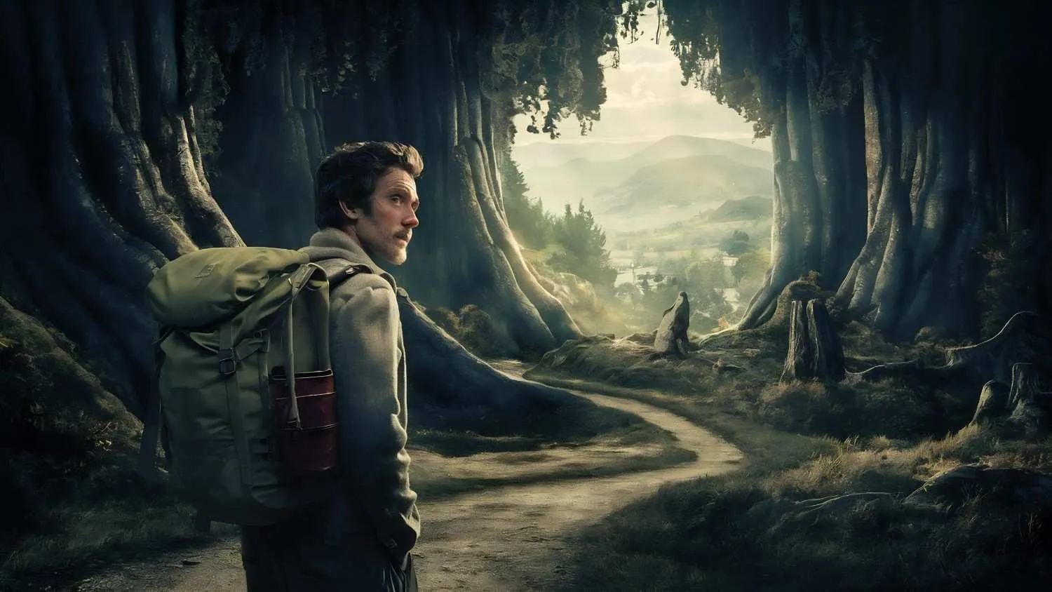 male-with-backpack-standing-path-tall-thick-trees-looking-light Canadian ghostwriters