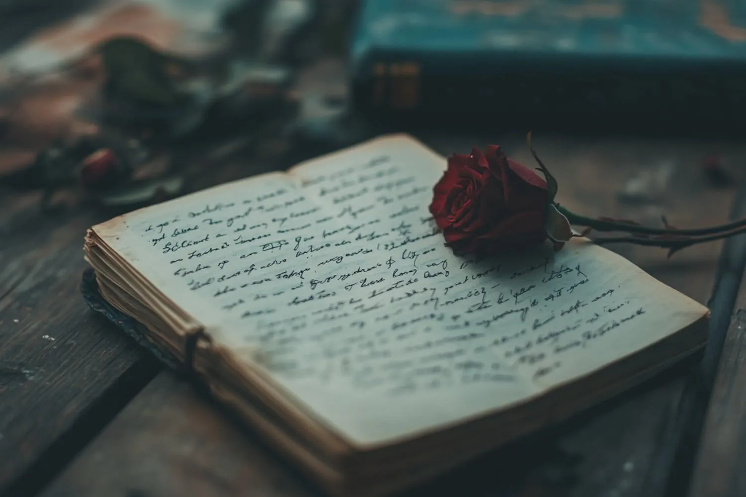rose-pressed-pages-diary-isolated-nostalgic-background