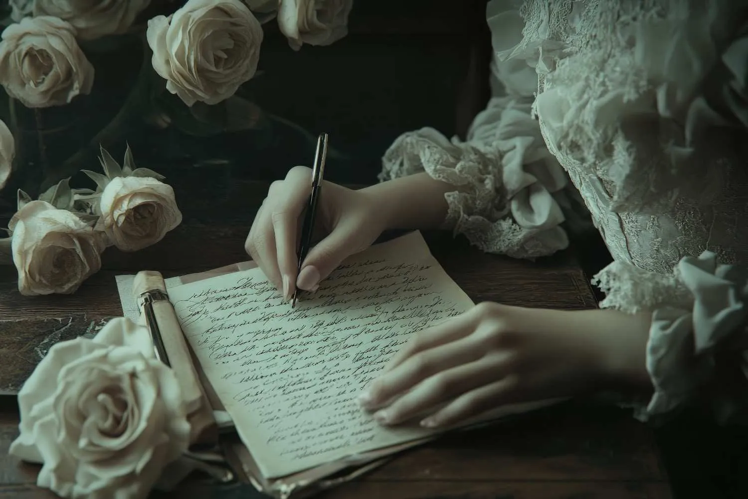 woman-dress-writing-piece-paper