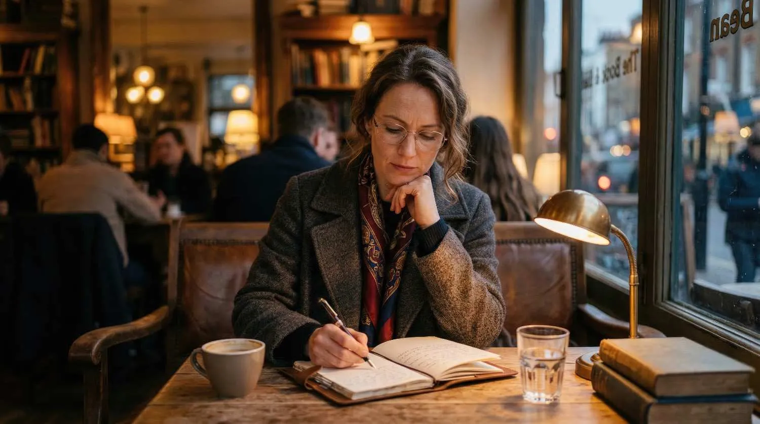 focused-woman-writing-notebook-cozy-cafe canadianghostwriters