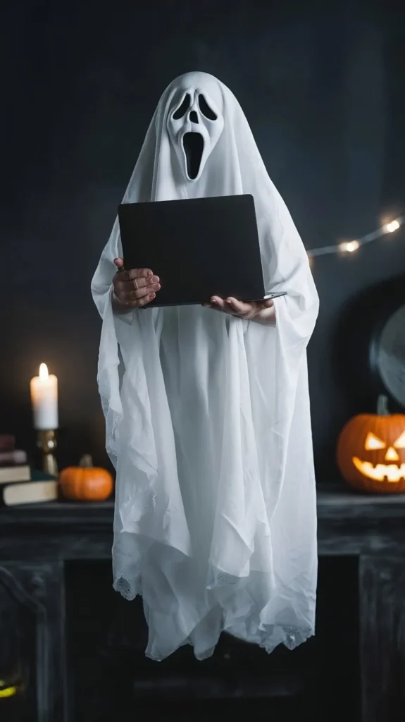 ghost-white-sheet-is-using-laptop